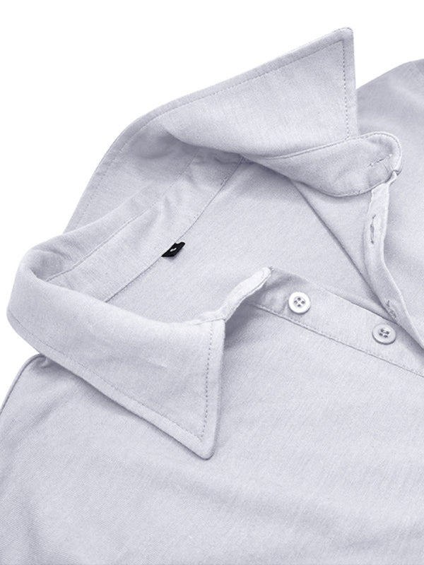 Men's Lapel Polo Solid Color Long Sleeve Polo Shirt Shello Creative Boutique