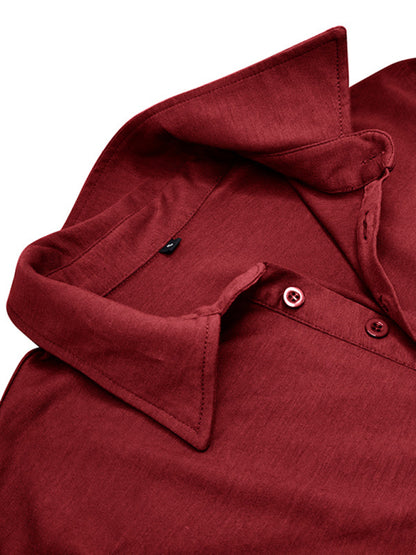 Men's Lapel Polo Solid Color Long Sleeve Polo Shirt Shello Creative Boutique