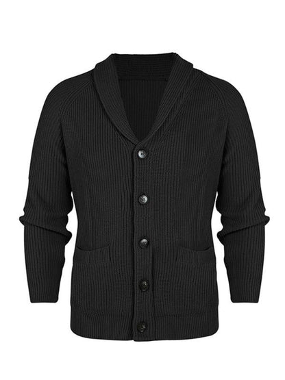 Refined Warmth - Men's Knitted Lapel Sweater Jacket - Shello's Creative Boutique