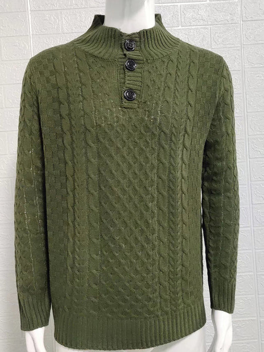 Men's Solid Color Half Turtle Collar Slim Fit Long Sleeve Knitted Sweater Shello's Creative Boutique