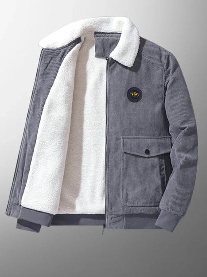 Timeless Comfort - Lambswool Lapel Warm Corduroy Jacket - Shello's Creative Boutique