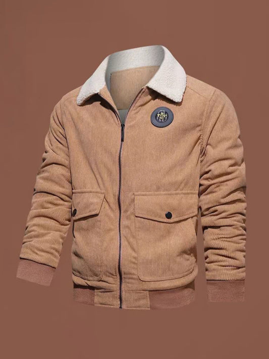 Men's lambswool lapel warm corduroy jacket Shello's Creative Boutique
