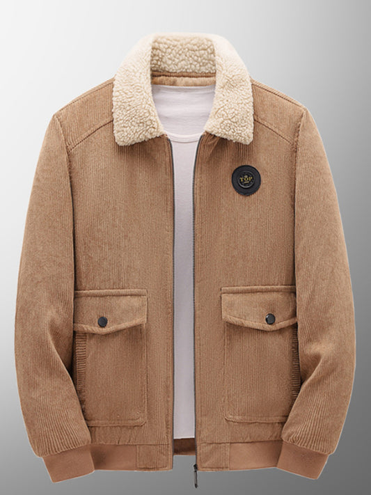 Men's lambswool lapel warm corduroy jacket Shello's Creative Boutique