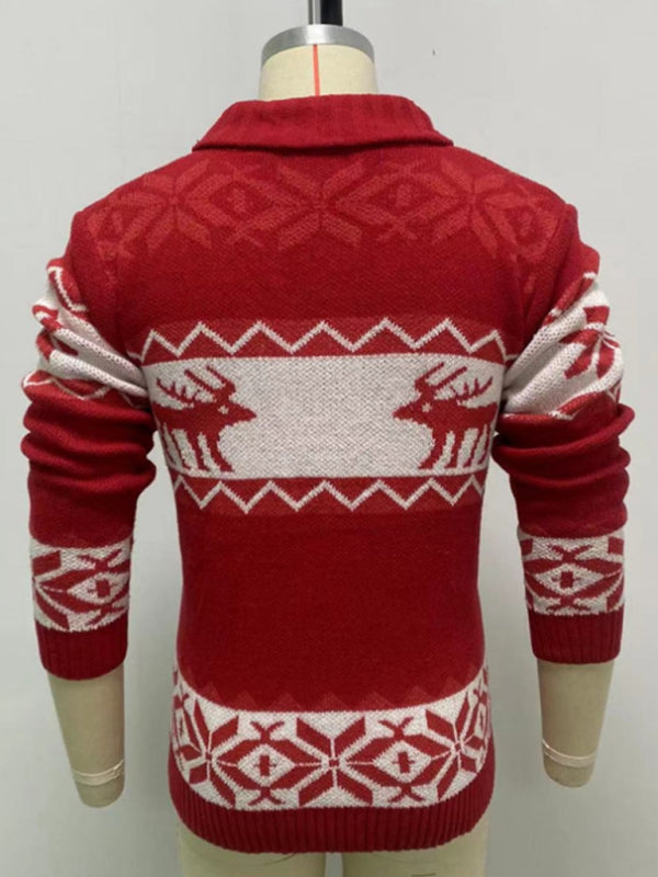 Men's Reindeer Pattern Knit Cardigan Sweater Shello's Creative Boutique