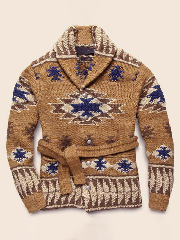 Men's Folk Pattern Knit Cardigan Sweater Shello's Creative Boutique