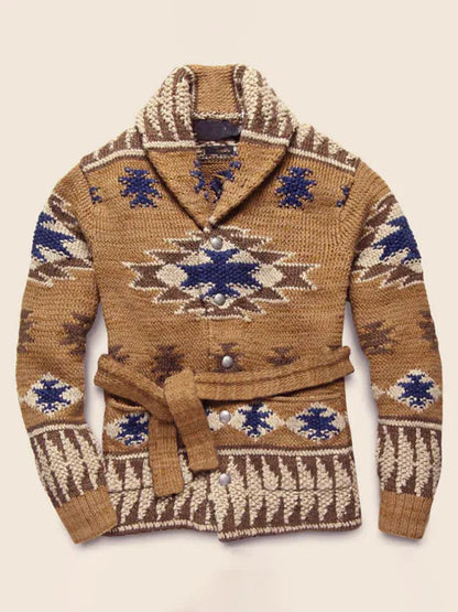 Men's Folk Pattern Knit Cardigan Sweater - Shello's Creative Boutique
