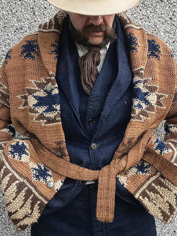 Men's Folk Pattern Knit Cardigan Sweater Shello's Creative Boutique
