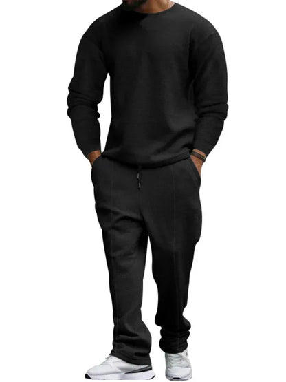 Men's Long-Sleeved Trousers Round-Neck Casual Suit - Shello's Creative Boutique