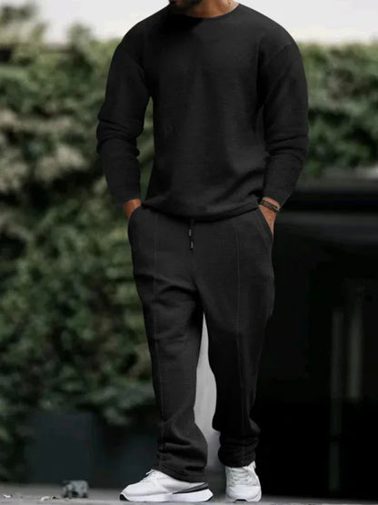 Men's Long-Sleeved Trousers Round-Neck Casual Suit - Shello's Creative Boutique