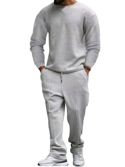 Men's Long-Sleeved Trousers Round-Neck Casual Suit - Shello's Creative Boutique