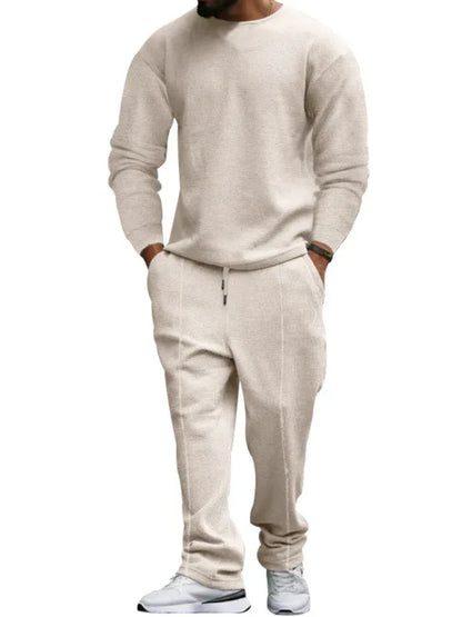 Men's Long-Sleeved Trousers Round-Neck Casual Suit - Shello's Creative Boutique