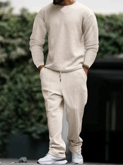Men's Long-Sleeved Trousers Round-Neck Casual Suit - Shello's Creative Boutique