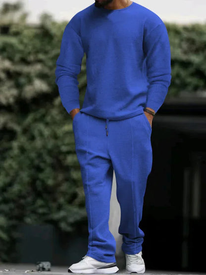 Men's Long-Sleeved Trousers Round-Neck Casual Suit - Shello's Creative Boutique