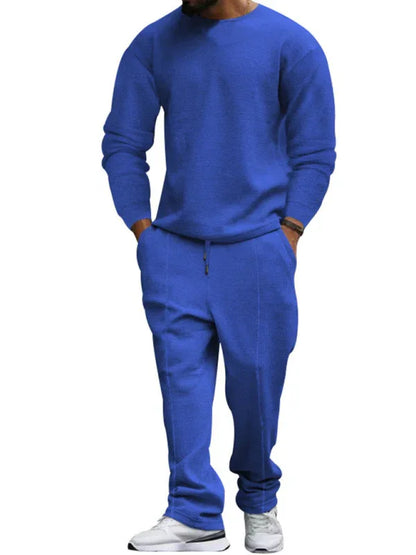 Men's Long-Sleeved Trousers Round-Neck Casual Suit - Shello's Creative Boutique