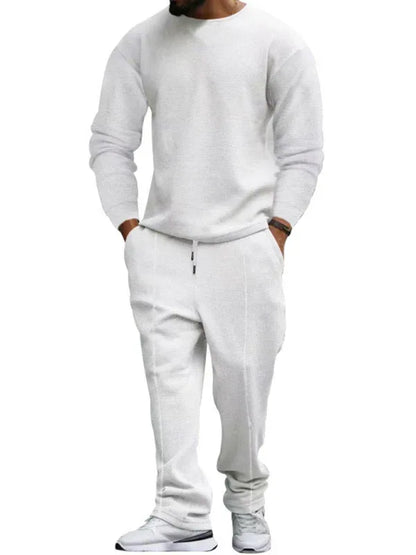 Men's Long-Sleeved Trousers Round-Neck Casual Suit - Shello's Creative Boutique