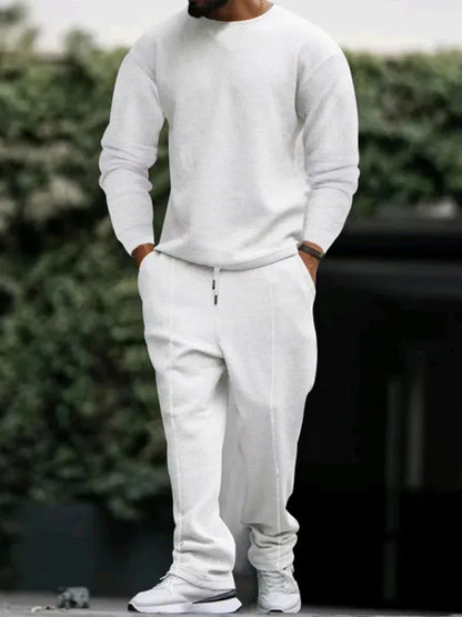 Men's Long-Sleeved Trousers Round-Neck Casual Suit - Shello's Creative Boutique