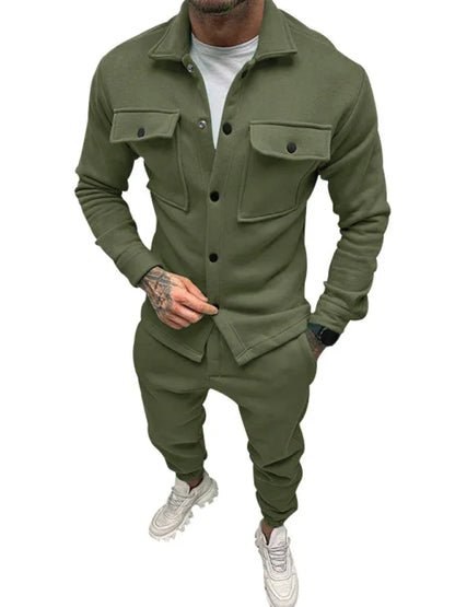 Men's Long-Sleeved Trousers and Single-Breasted Jacket Two-Piece Set - Shello's Creative Boutique