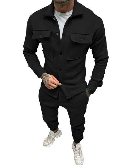 Men's Long-Sleeved Trousers and Single-Breasted Jacket Two-Piece Set - Shello's Creative Boutique