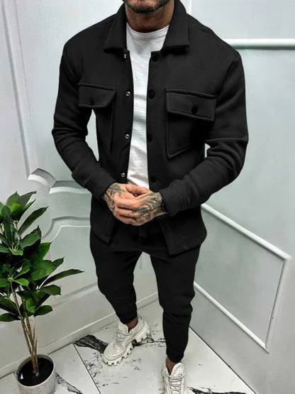 Men's Long-Sleeved Trousers and Single-Breasted Jacket Two-Piece Set - Shello's Creative Boutique