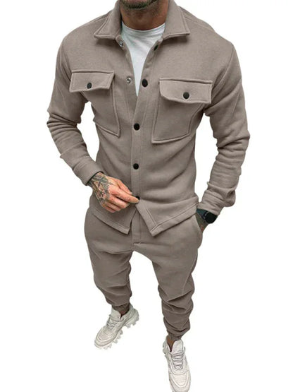 Men's Long-Sleeved Trousers and Single-Breasted Jacket Two-Piece Set - Shello's Creative Boutique