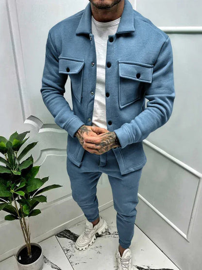 Men's Long-Sleeved Trousers and Single-Breasted Jacket Two-Piece Set - Shello's Creative Boutique