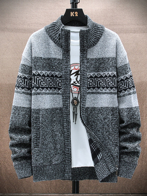 Men's new fashion stand-up collar cardigan sweater zipper style sweater Shello's Creative Boutique