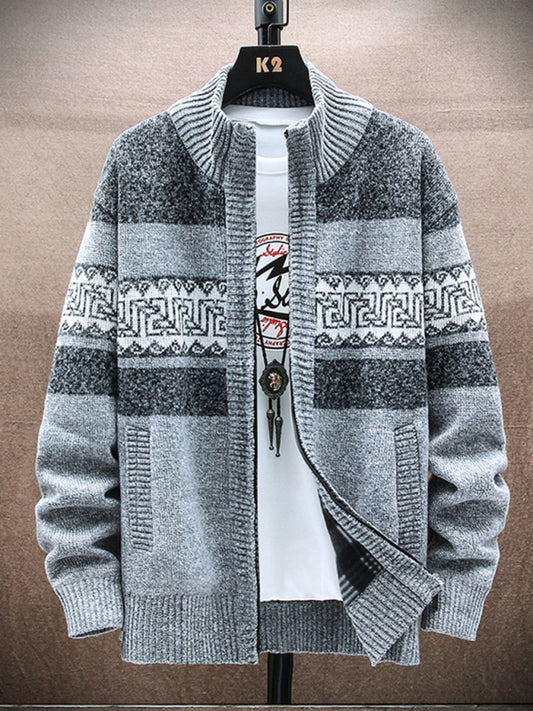 Men's new fashion stand-up collar cardigan sweater zipper style sweater Shello's Creative Boutique