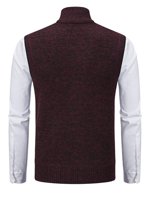 Men's stand collar sleeveless knitted casual thickened lining vest jacket Shello's Creative Boutique