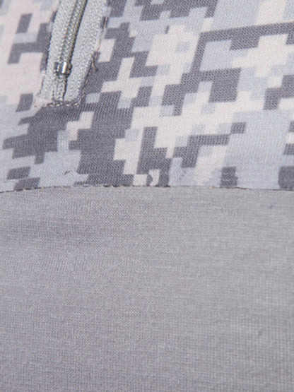 Men's Military Field Outdoor Elastic Fitness Camouflage Long Sleeve Zipper Pocket T-Shirt Shello's Creative Boutique