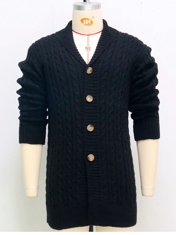 Men's mid-length knitted sweater Thick-knit twisted cardigan woolen jacket Shello's Creative Boutique