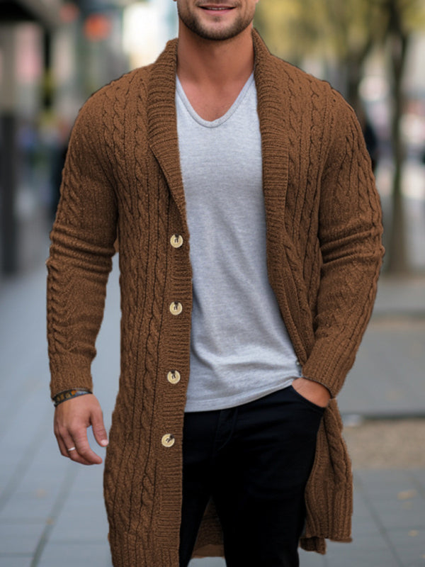 Men's mid-length knitted sweater Thick-knit twisted cardigan woolen jacket Shello's Creative Boutique