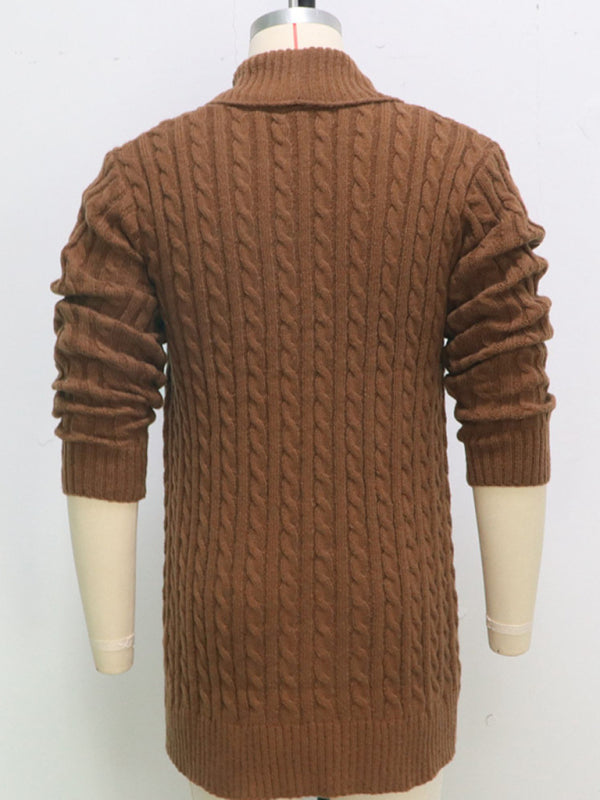 Men's mid-length knitted sweater Thick-knit twisted cardigan woolen jacket Shello's Creative Boutique
