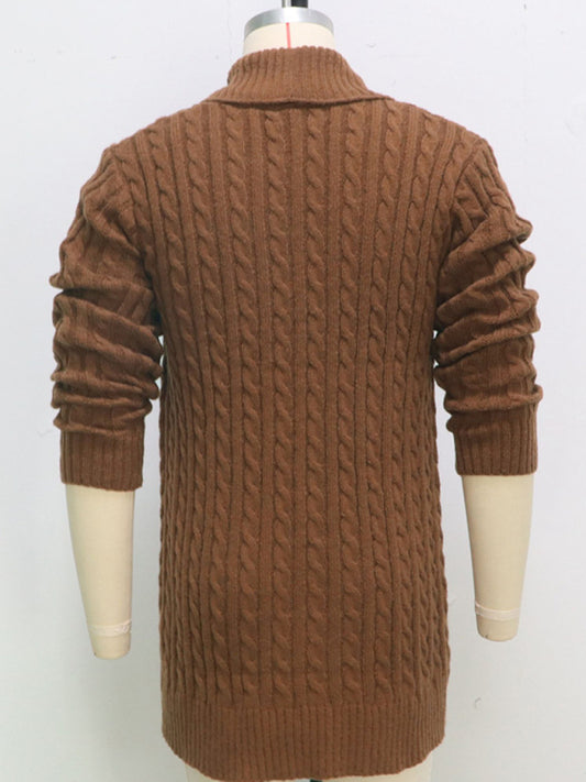 Men's mid-length knitted sweater Thick-knit twisted cardigan woolen jacket Shello's Creative Boutique