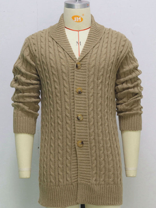 Men's mid-length knitted sweater Thick-knit twisted cardigan woolen jacket Shello's Creative Boutique