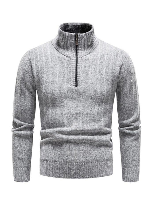 Men's stand collar zipper half cardigan sweater Shello's Creative Boutique