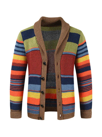 Men's Button Casual Color Striped Cardigan - Shello's Creative Boutique