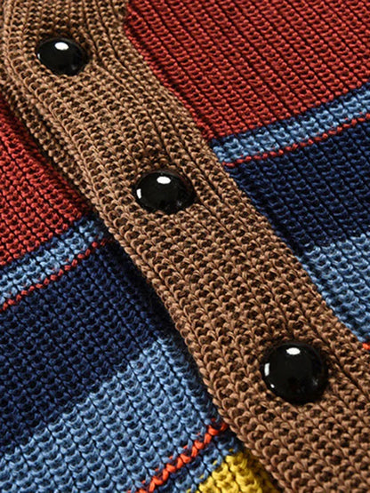 Men's Button Casual Color Striped Cardigan - Shello's Creative Boutique