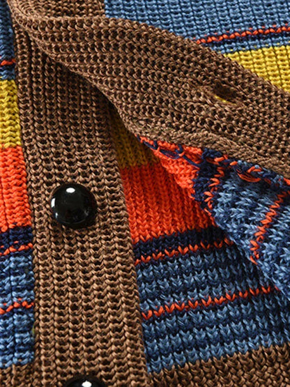 Men's Button Casual Color Striped Cardigan - Shello's Creative Boutique