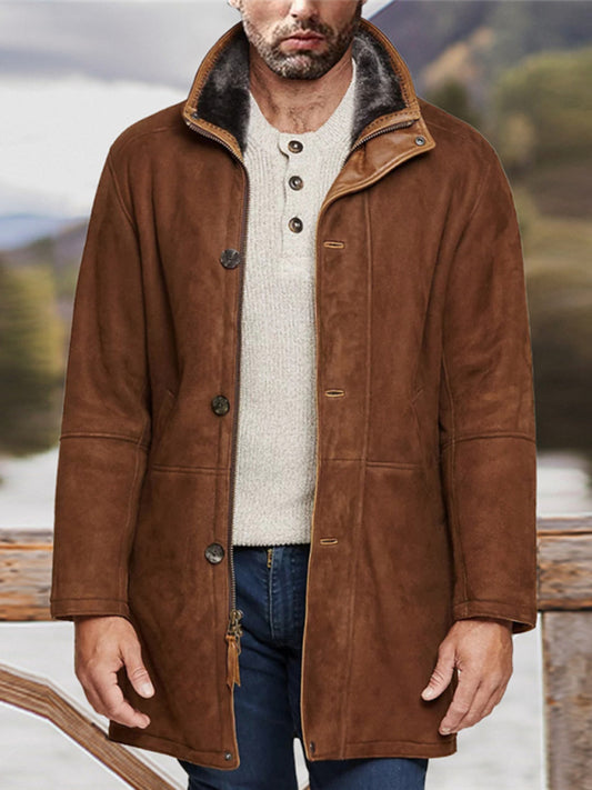 Men's mid-length loose zipper woolen coat Shello's Creative Boutique