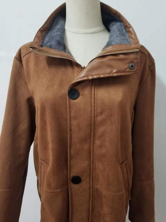 Men's mid-length loose zipper woolen coat Shello's Creative Boutique