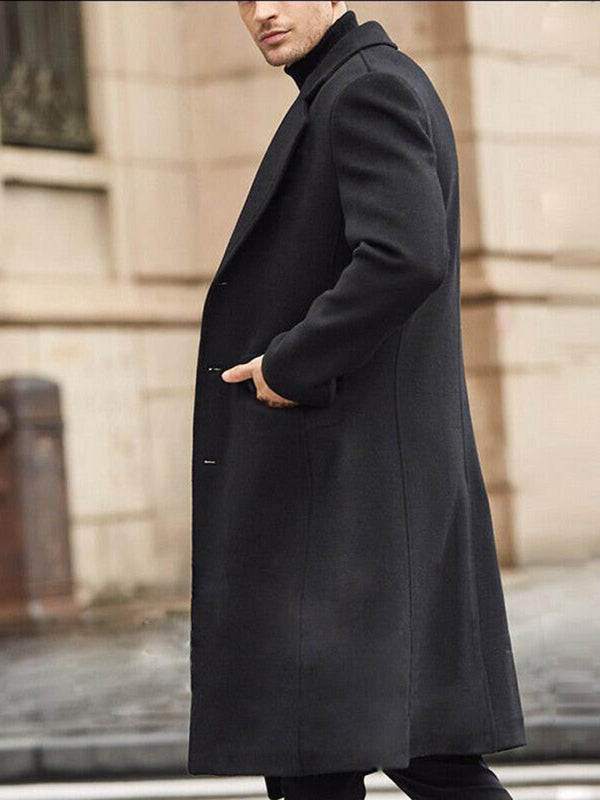 Men's long woolen windbreaker woolen coat Shello's Creative Boutique