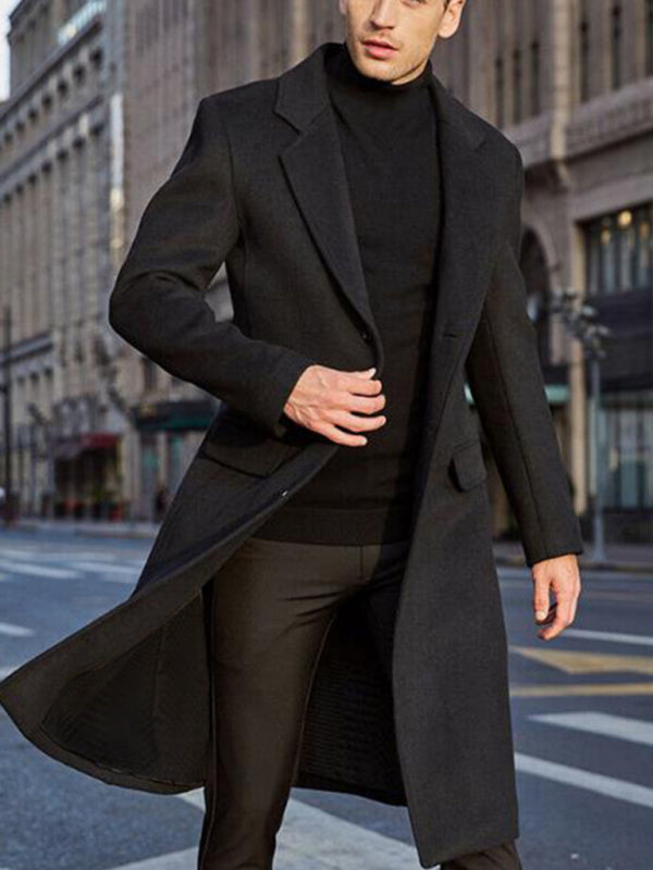 Men's long woolen windbreaker woolen coat Shello's Creative Boutique