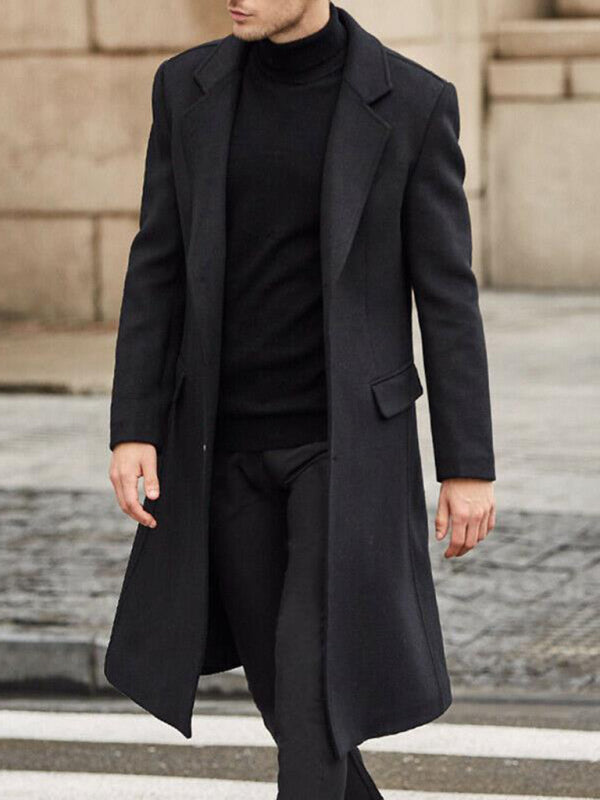 Men's long woolen windbreaker woolen coat Shello's Creative Boutique