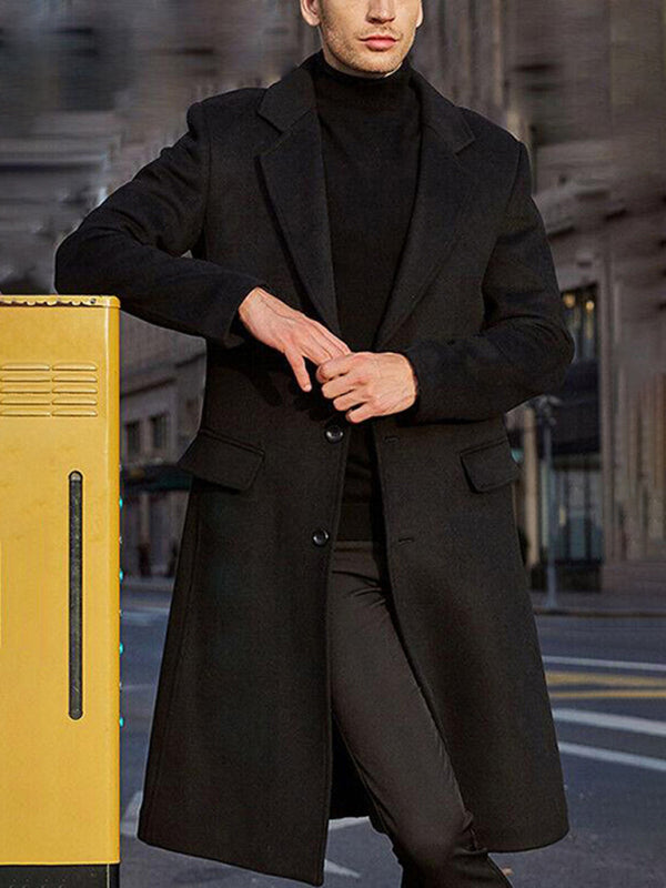 Men's long woolen windbreaker woolen coat Shello's Creative Boutique