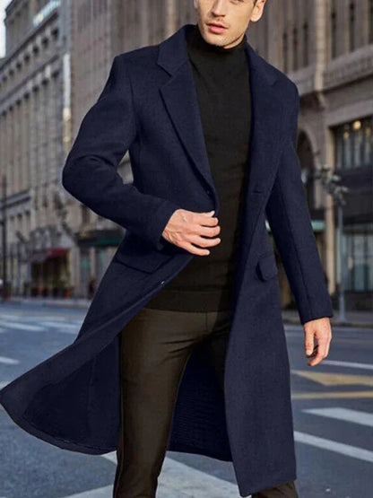 Men's Long Woolen Windbreaker Woolen Coat - Shello's Creative Boutique