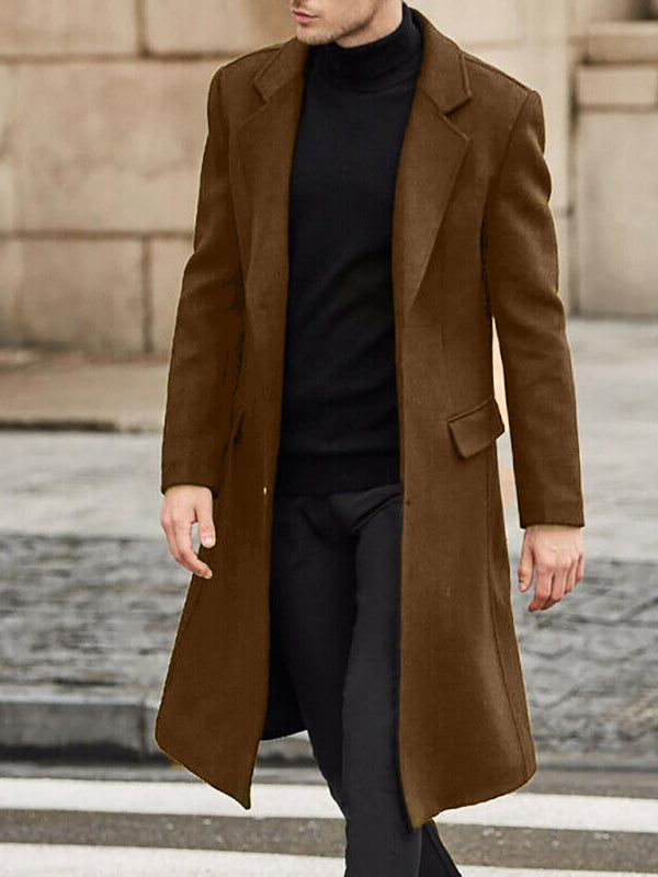 Men's long woolen windbreaker woolen coat Shello's Creative Boutique