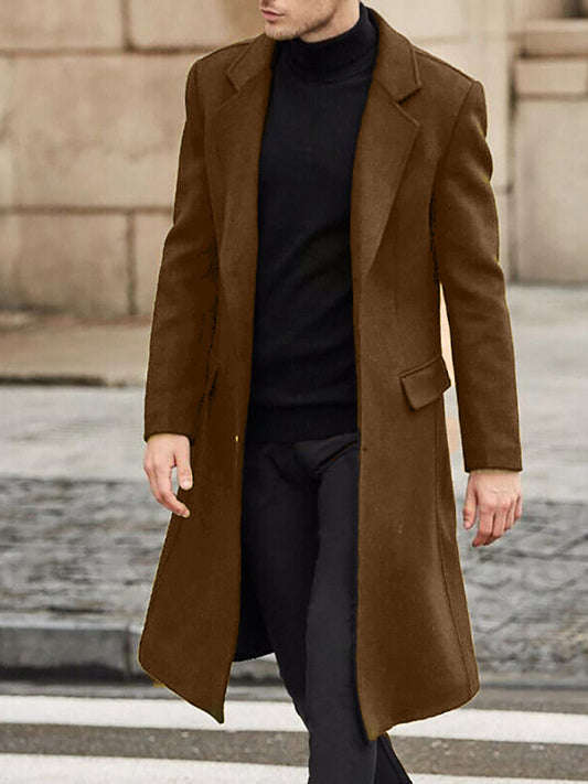 Men's long woolen windbreaker woolen coat Shello's Creative Boutique