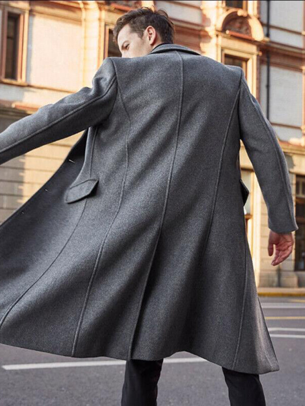 Men's long woolen windbreaker woolen coat Shello's Creative Boutique