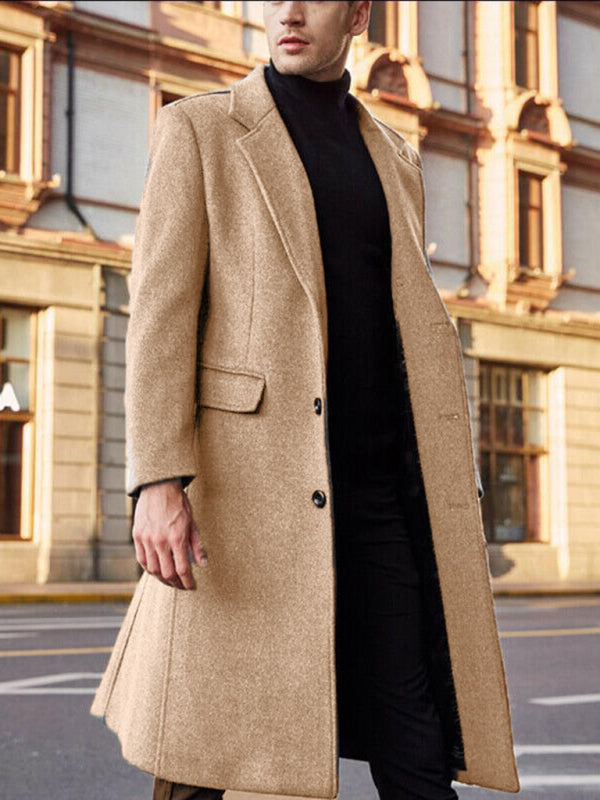 Men's long woolen windbreaker woolen coat Shello's Creative Boutique