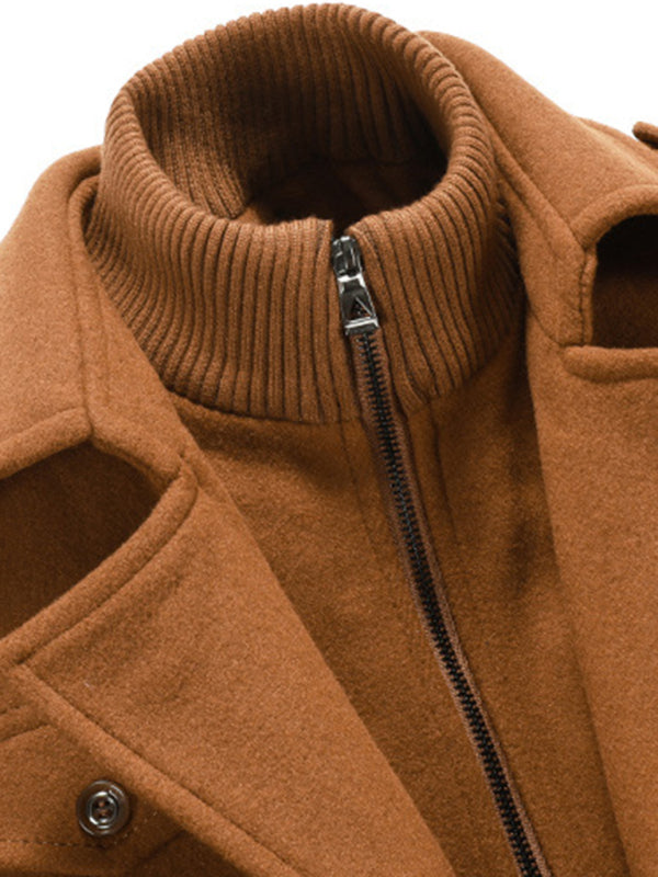Men's wool zipper autumn and winter double collar coat Shello's Creative Boutique
